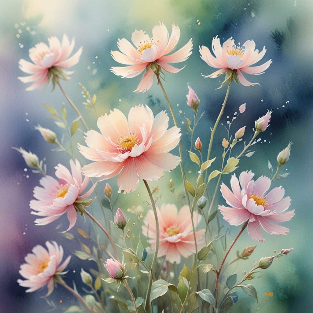 Ethereal Ranges in Watercolor Art