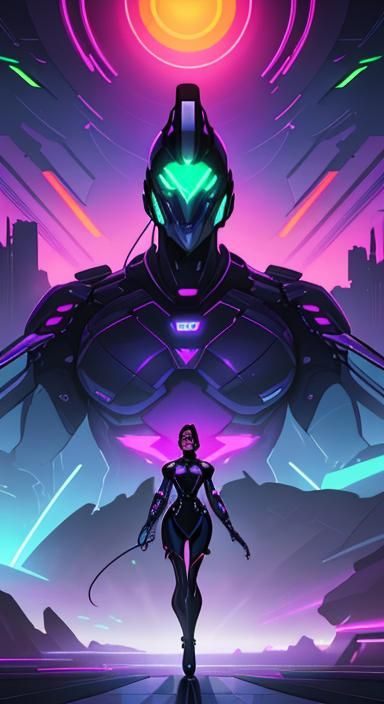 Futuristic Pin-Up Girl in Sci-Fi Cityscape