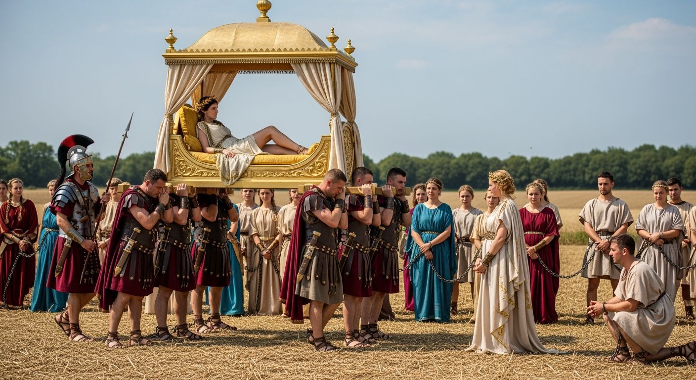 Empress Messalina Visits Shackled Servants in Field