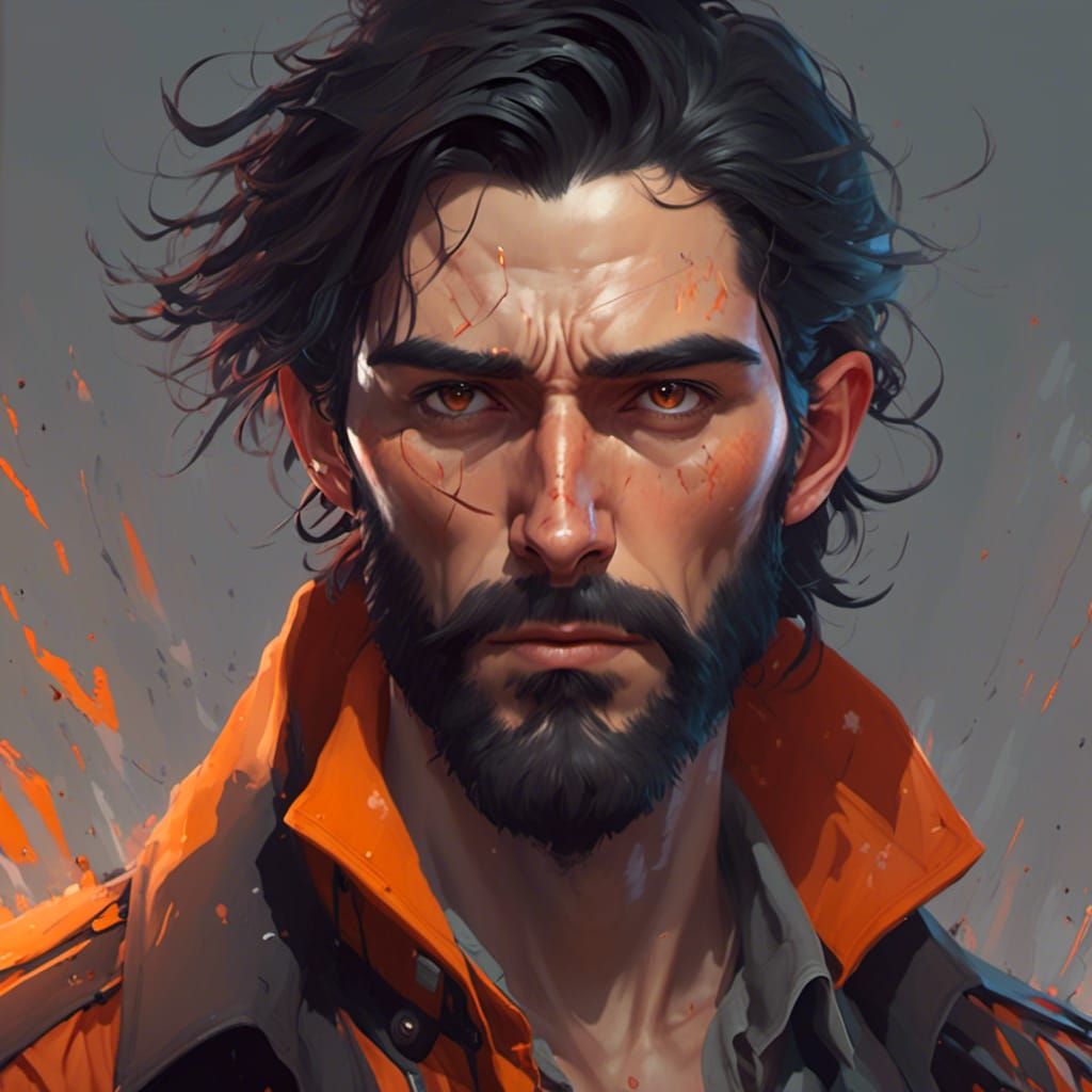 Stern Man Portrait in Hyperdetailed Artstation Style