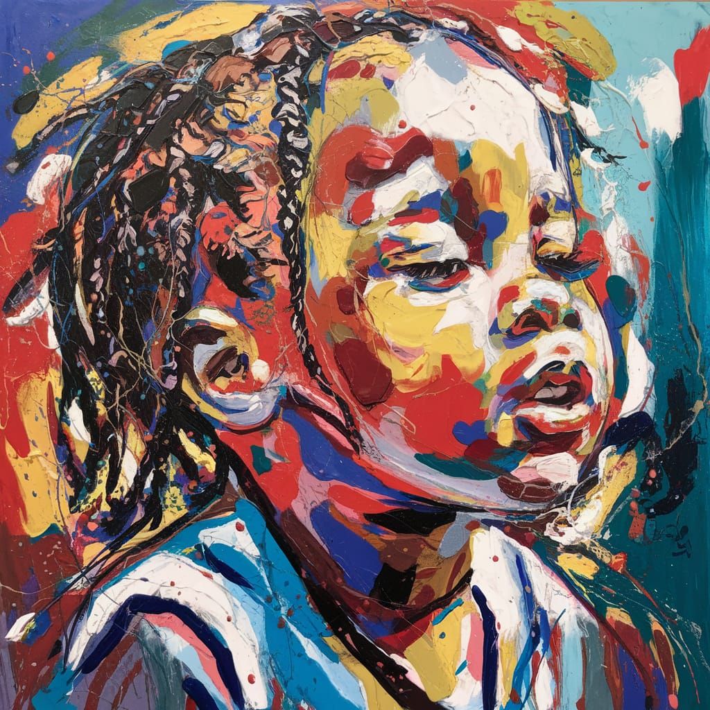 Abstract Expressionist Portrait of Young Girl