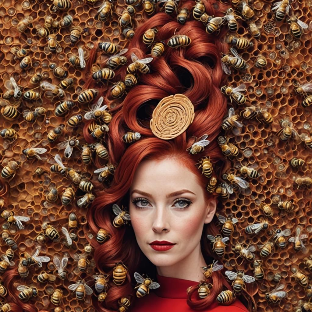 Red-Haired Woman with Beehive Hairdo