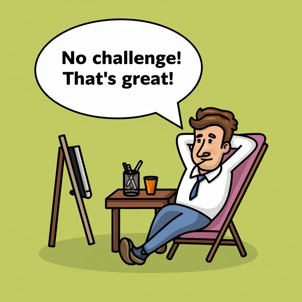 Happy Cartoon Artist in a Relaxed State of Mind