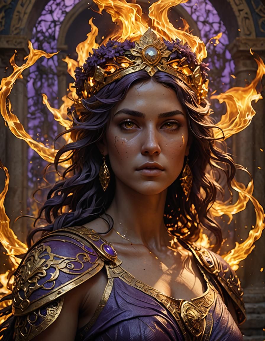Fire Goddess Portrait in Dark Fantasy Style