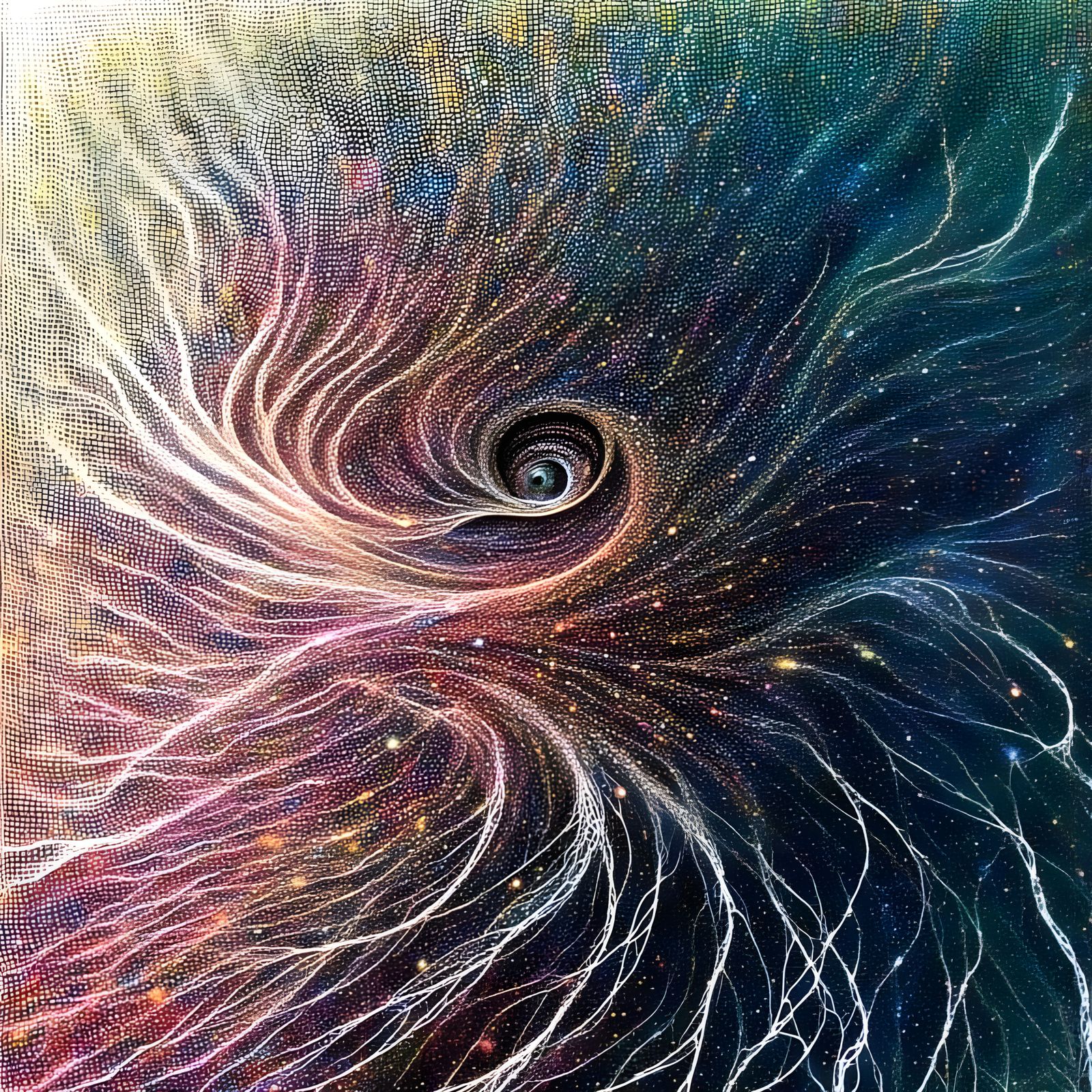 Surreal Abstract Dreamscape with Cosmic Night Sky