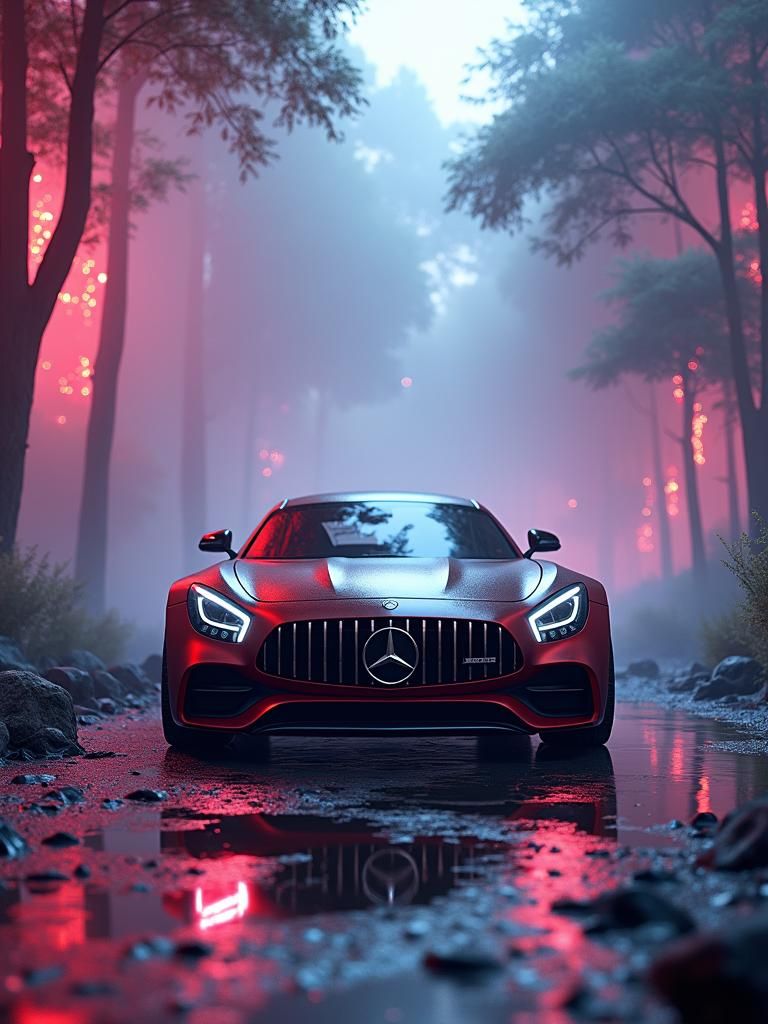 Futuristic Mercedes Benz in Dreamlike Realm