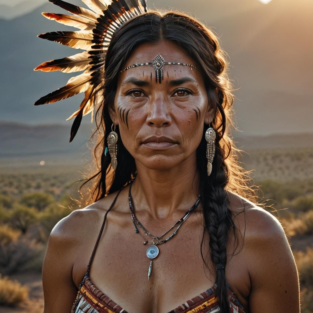 Native American Portrait at Sunrise, Professional Photograph...