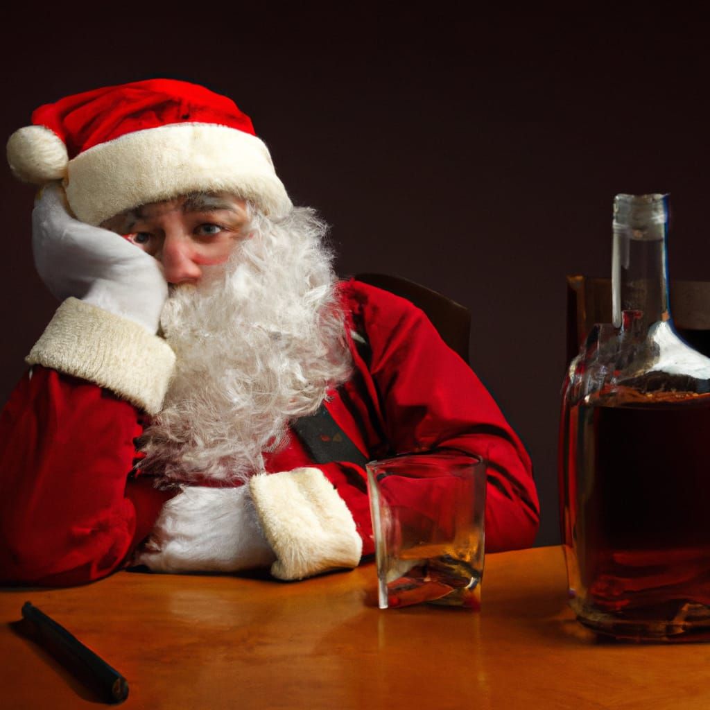 Santa Claus Appears Bored and Melancholy