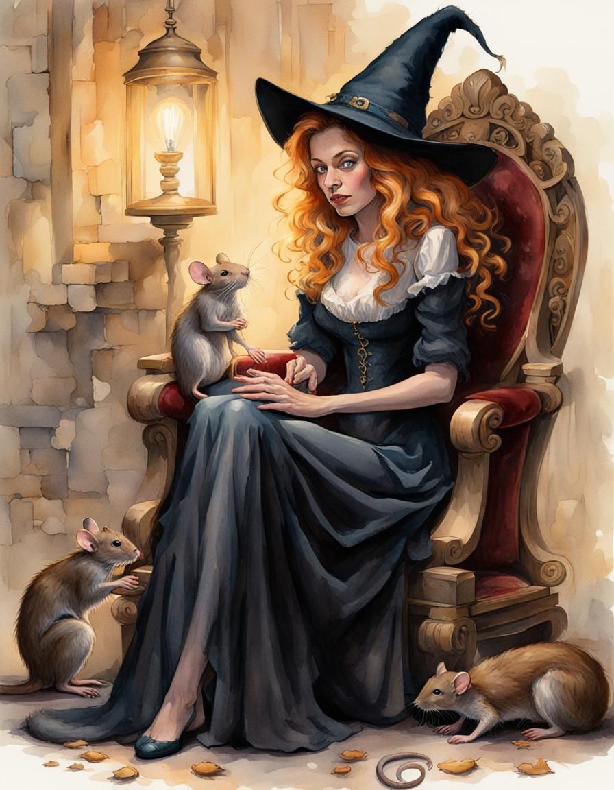 Witch of Mice Storybook Illustration