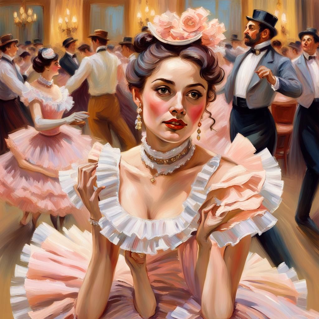 Cancan Dancer in Impressionist Style