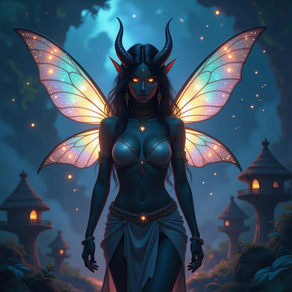 Pixie Demon in Bioluminescent Astral Dreamscape