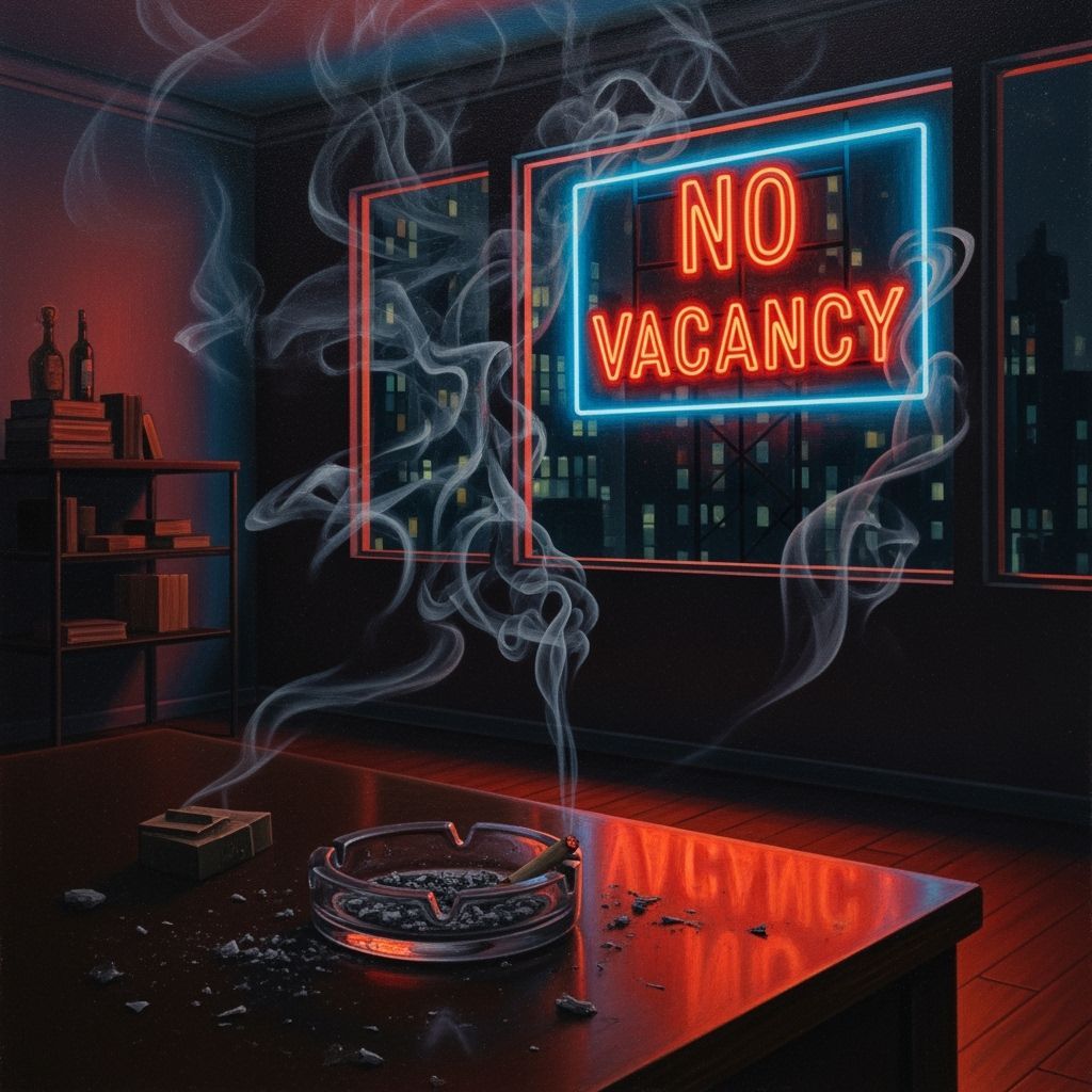 Empty Noir Office in Hypersurrealist Oil Painting Style