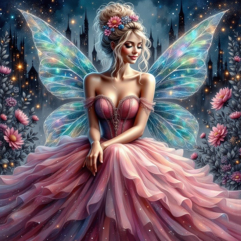 Glittering Princess Fairy in Lavish Ballgown