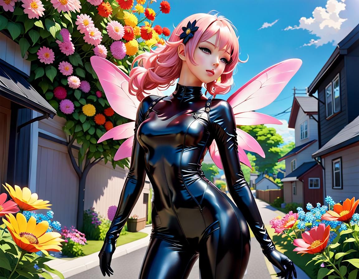 Latex Fairy in Suburb: 3D Anime Art