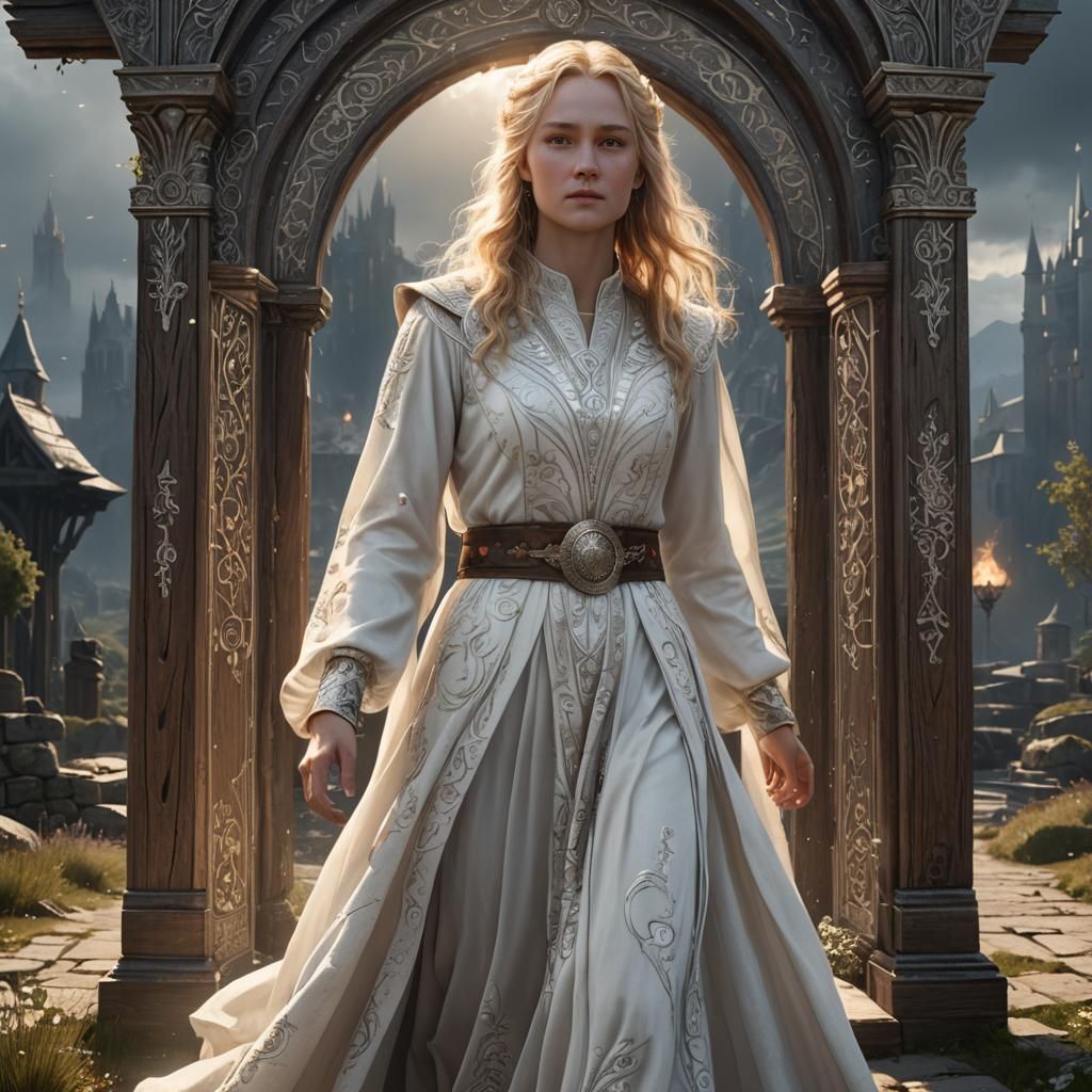 Eowyn in Silver Embroidery: Fantasy Concept Art