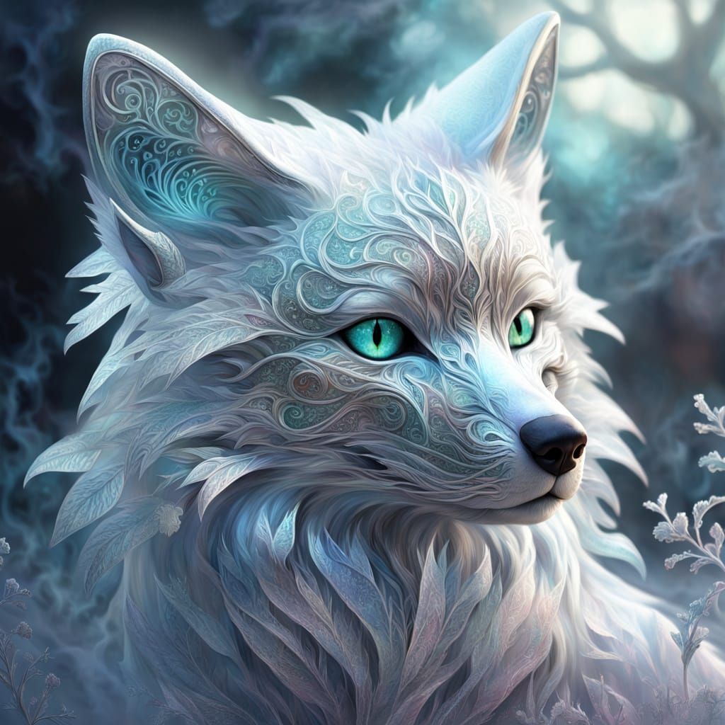 Magical Ghost Fox with Frost Aura