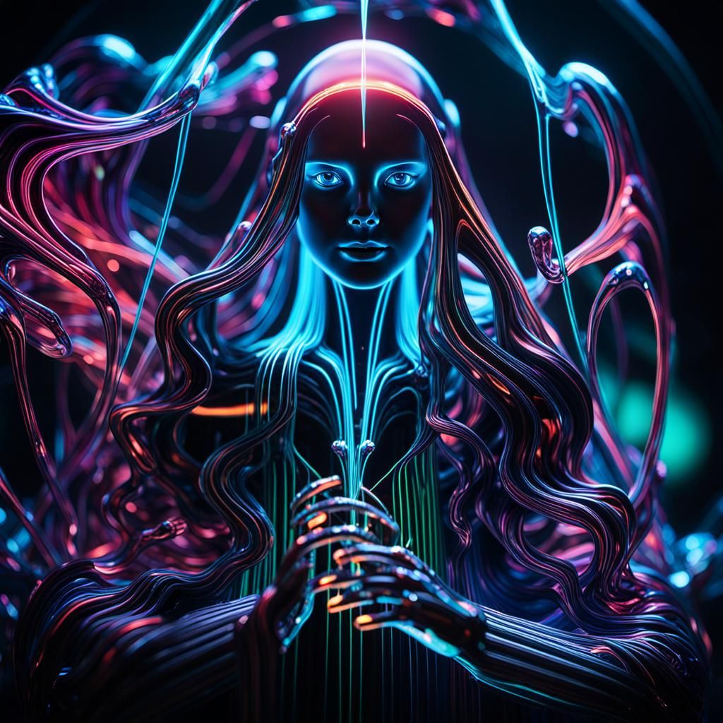 Glowing Bioluminescent Abstract Futurism in Neon Glow Style