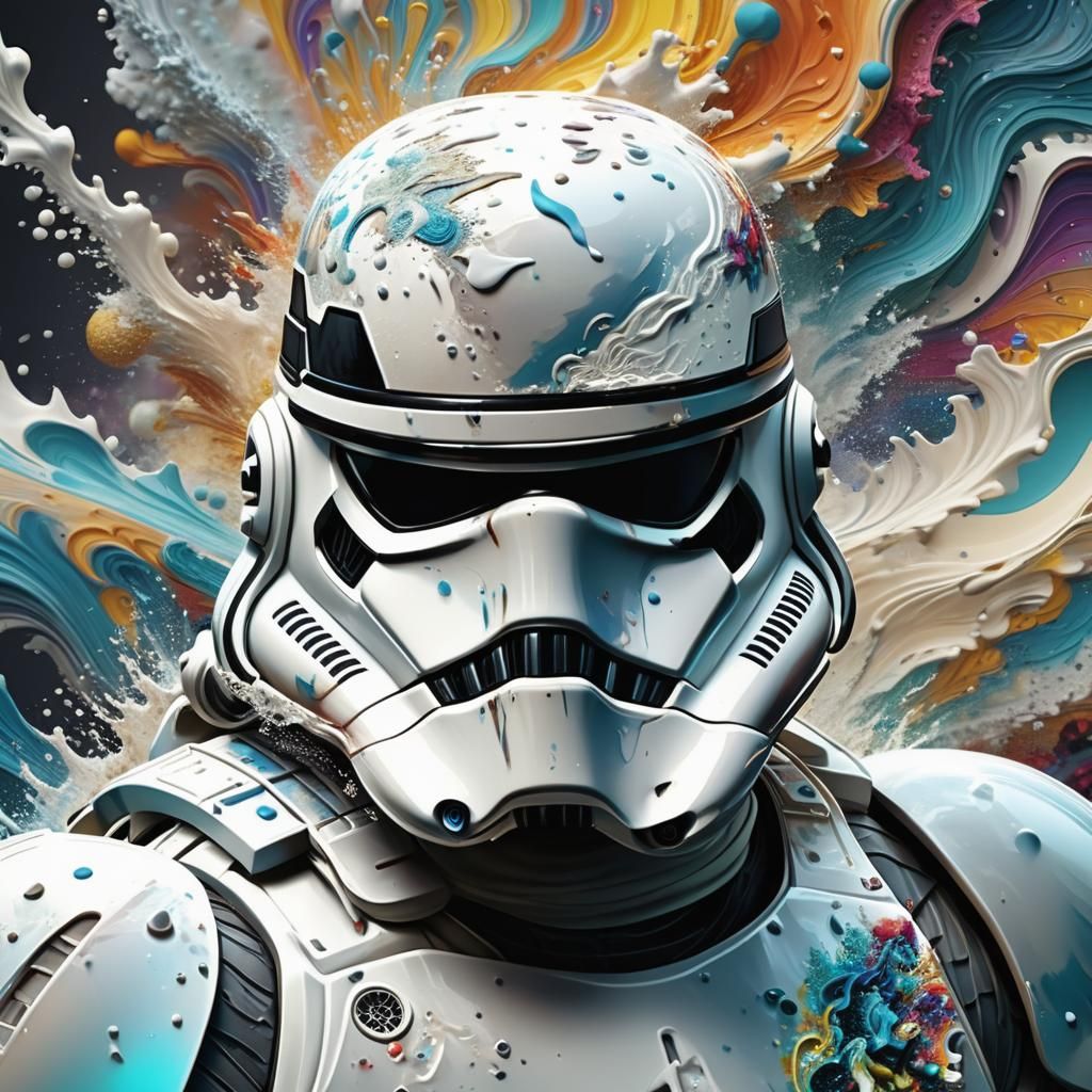 Hyperrealistic Stormtrooper Portrait with Detailed Fractal B...