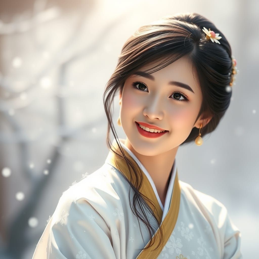 Korean Woman in Hanbok Portrait, Artgerm Style