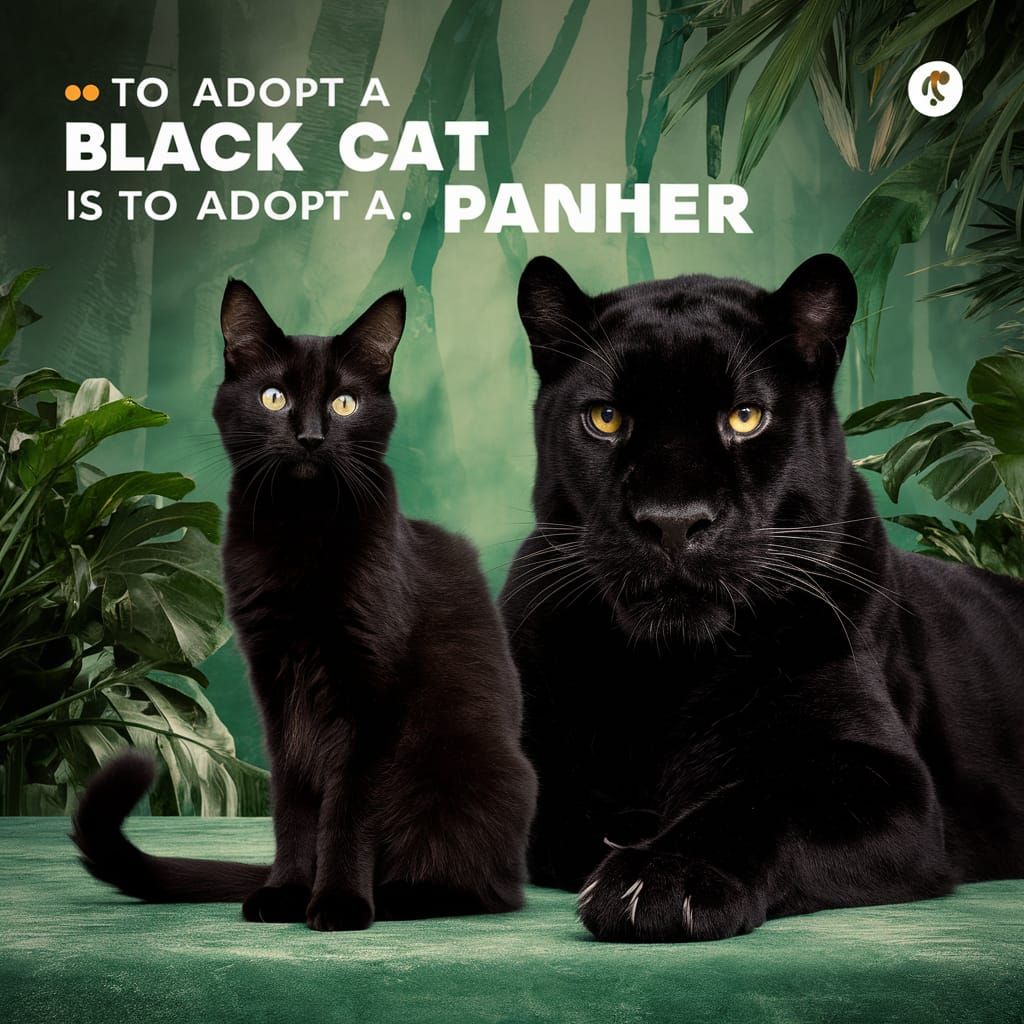 Black Cat and Panther in Jungle Setting
