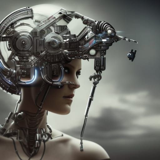 Detailed Cyborg with Visible Circuitry