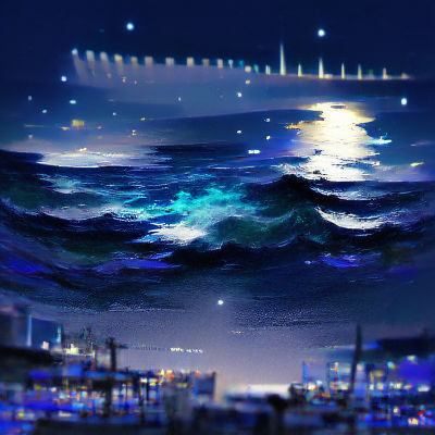 Moonlit Ocean at Night
