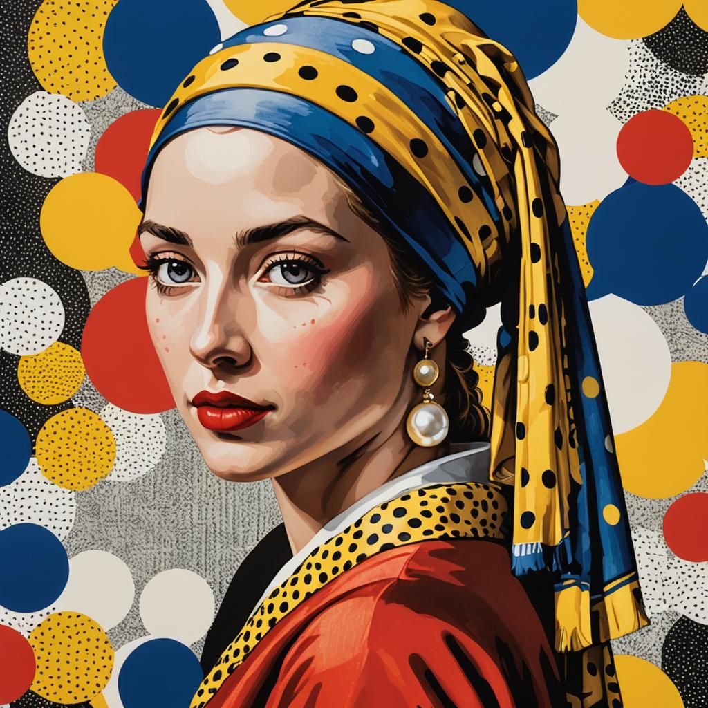 Vermeer’s “Girl with a Pearl Earring” as if done by Roy Lich...