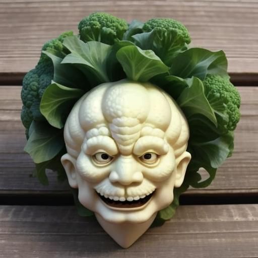 Funny Face Cauliflower Head Vegetable Art