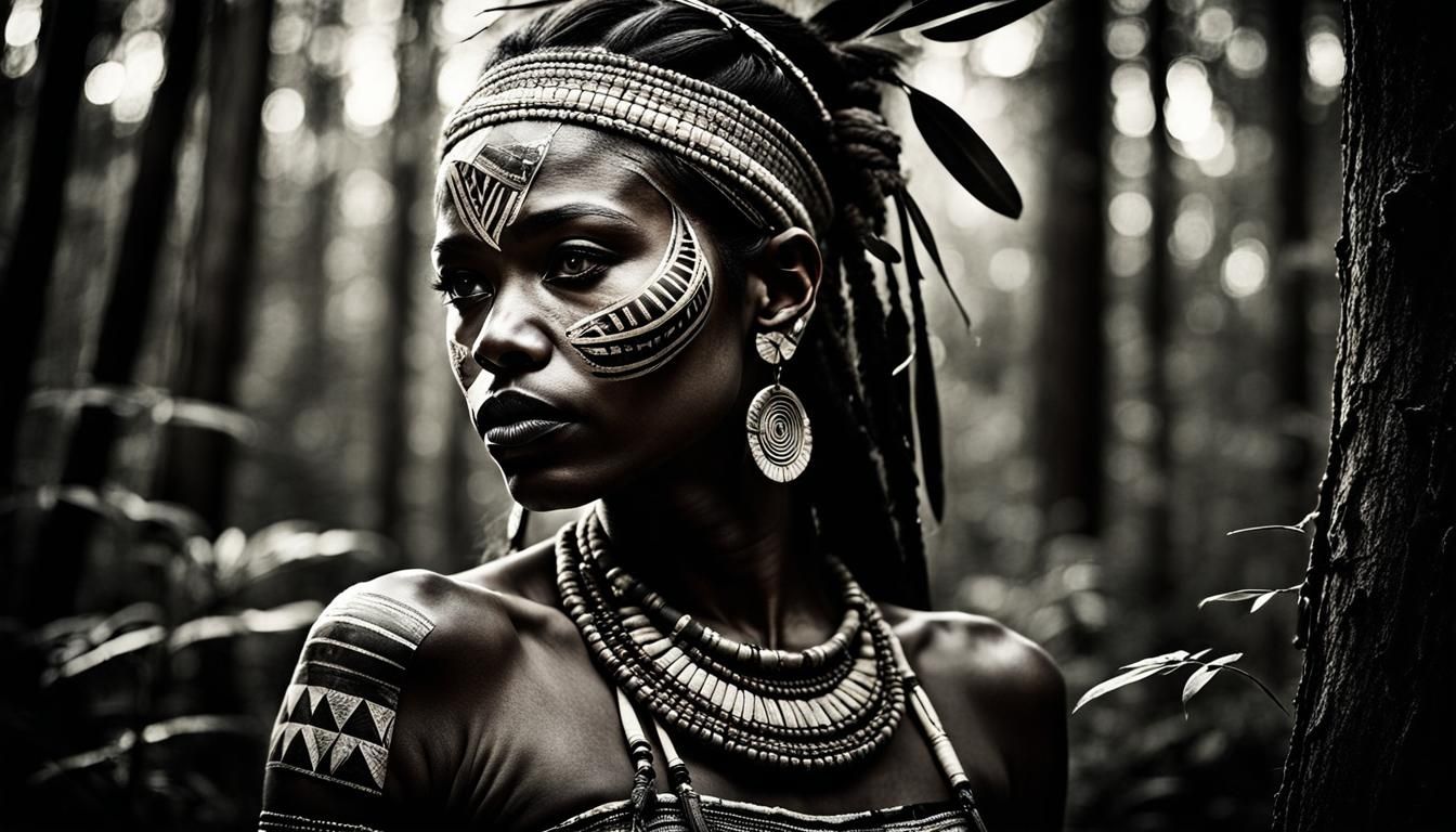 Chiaroscuro Portrait of Finnish Woman in Forest