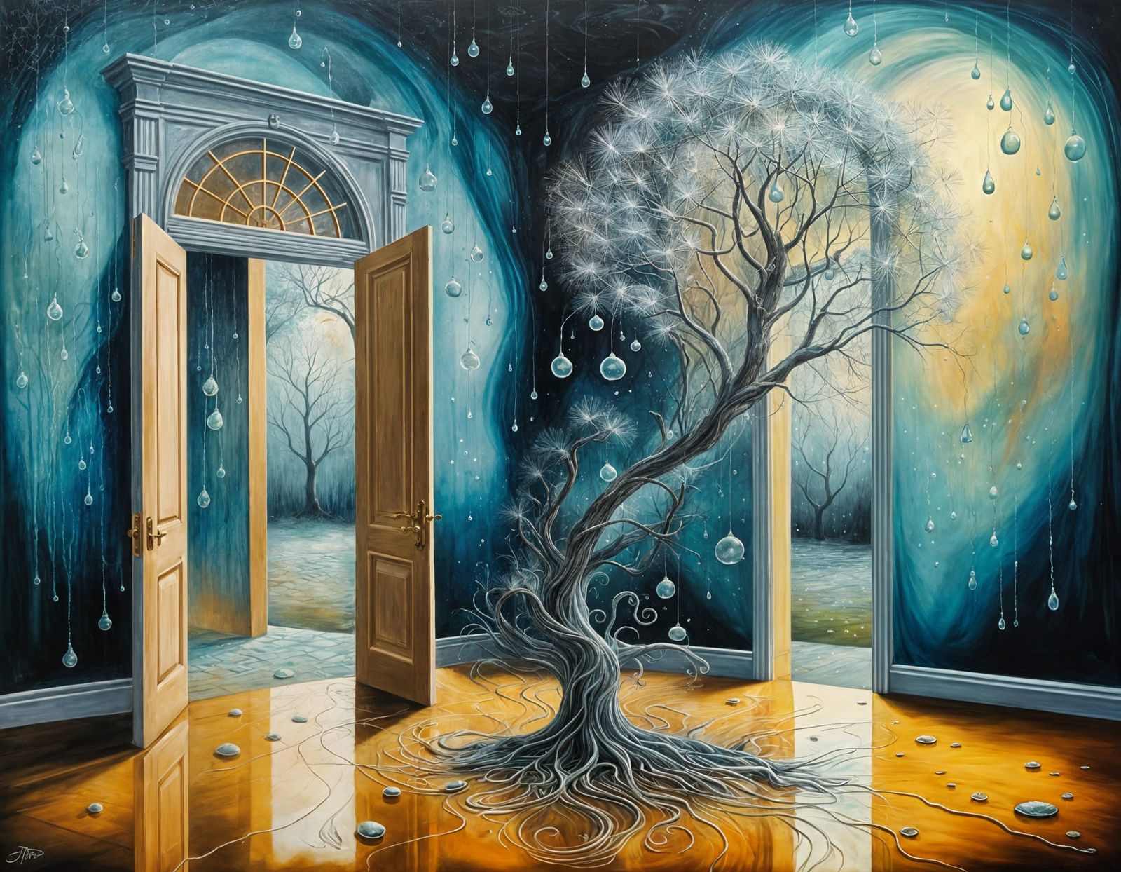 Dreamlike Realm with Dandelion Wings in Surreal Style