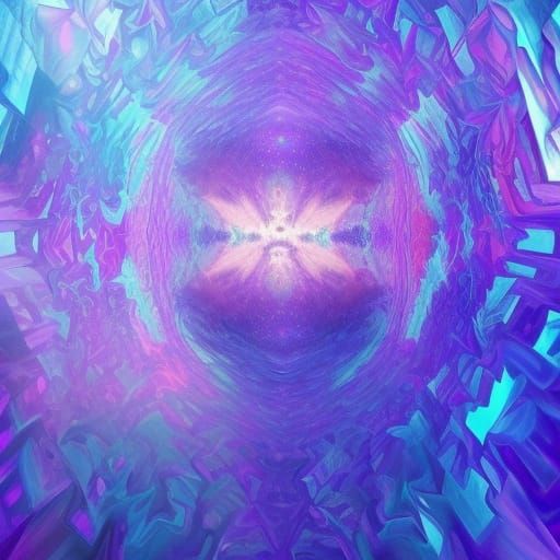 Beautiful iridescent purple surrealist painting with cobalt blue accents& silver accents& periwinkle blue accents& psych...