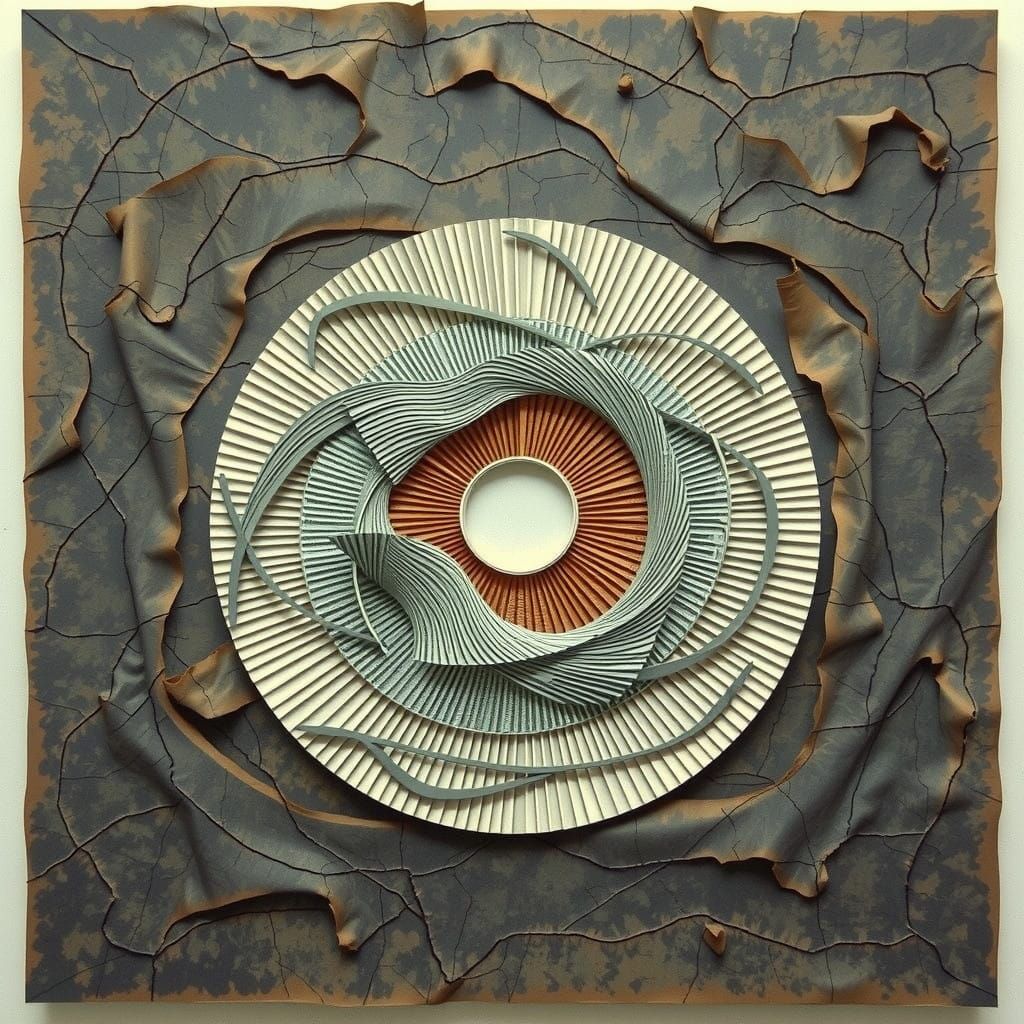 Intricate Yin Yang Composition in Textured Paper Style