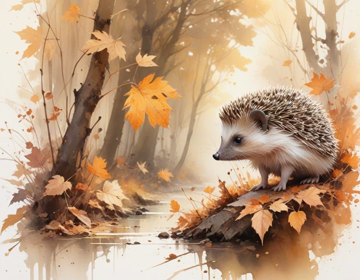 Tiny Hedgehog on Leafy Path in Gentle Light