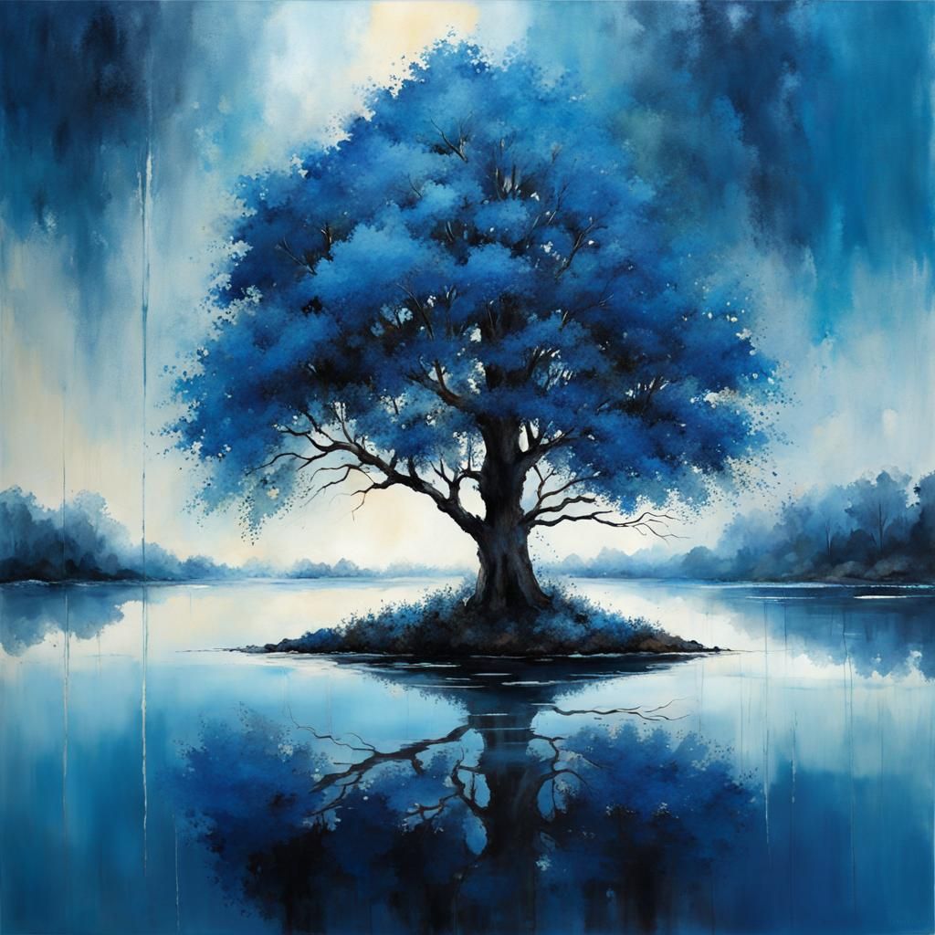 Water Reflections in Art Brut Style