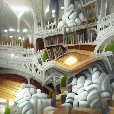 Beautiful Library Interior with Ambient Lighting