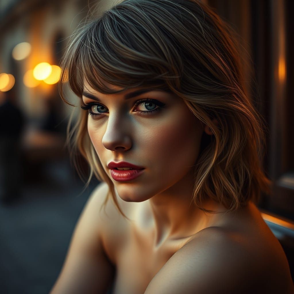 Ethereal Portrait of Taylor Swift in Parisian Evening Light