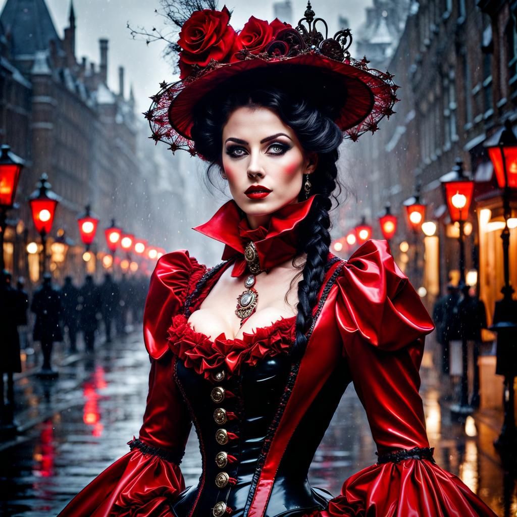 Victorian Gothic Woman in Latex in London