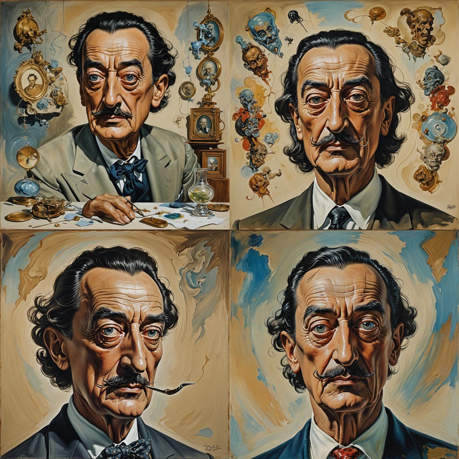 Salvador Dali Caricature Portrait in Oil Paint
