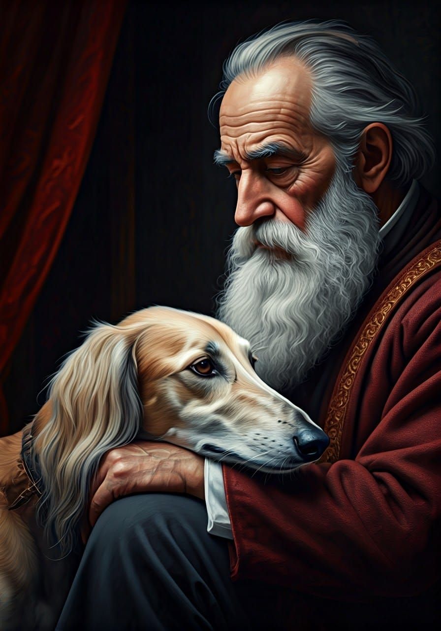 Regal Saluki Companion in Luxurious Setting