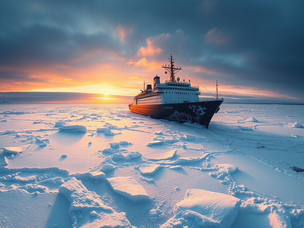 Arctic Ship Frozen in Time: Editorial Photography