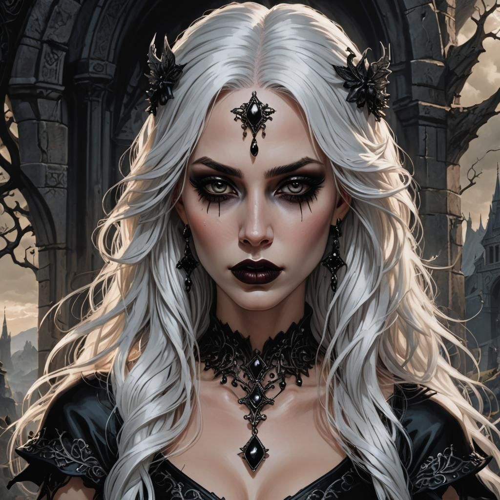 Gothic Dark Fae Portrait in Comic Book Style