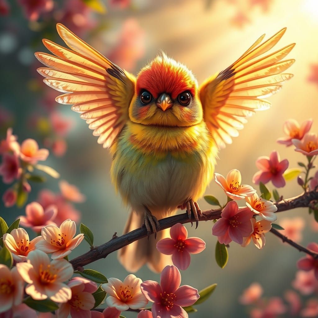 Vibrant Papegaai in Bloom: A Delicate Dance of Colour and Li...