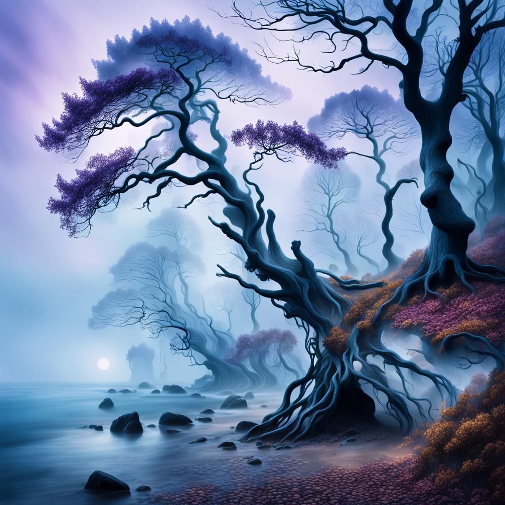 Rügen Chalk Cliffs in Dreamlike Romantic Illustration