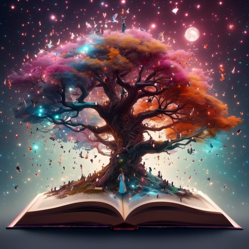 Cosmic Fantasy World Emerges From Open Book