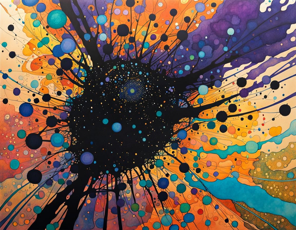 Ink Splatter Art in Art Nouveau Style