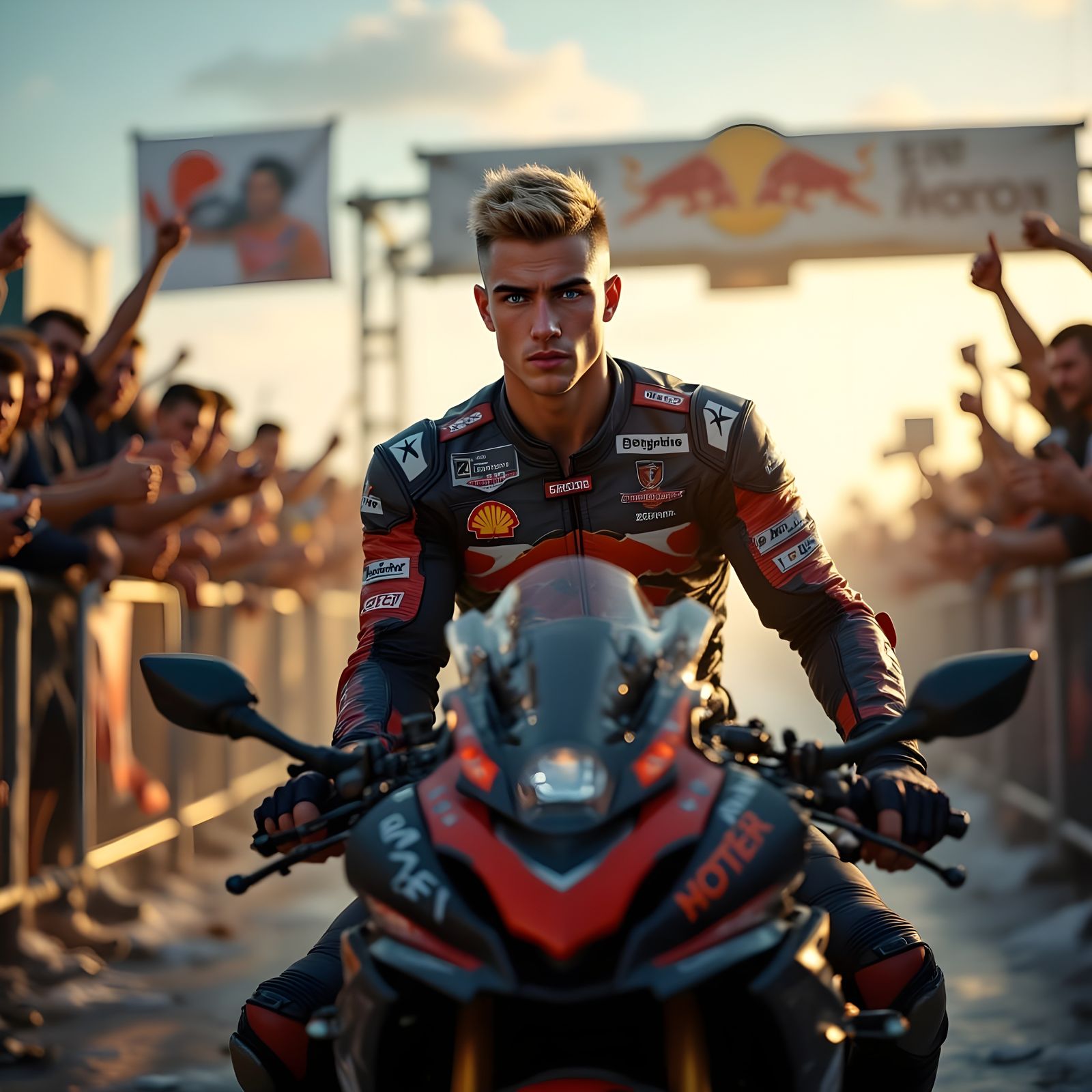 Confident Racer Brian After Victory in Cinematic Style