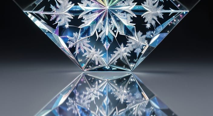 {Fractal snowflakes tainbow through a prism} 8k hyperrealistic photorealistic hyperdetailed