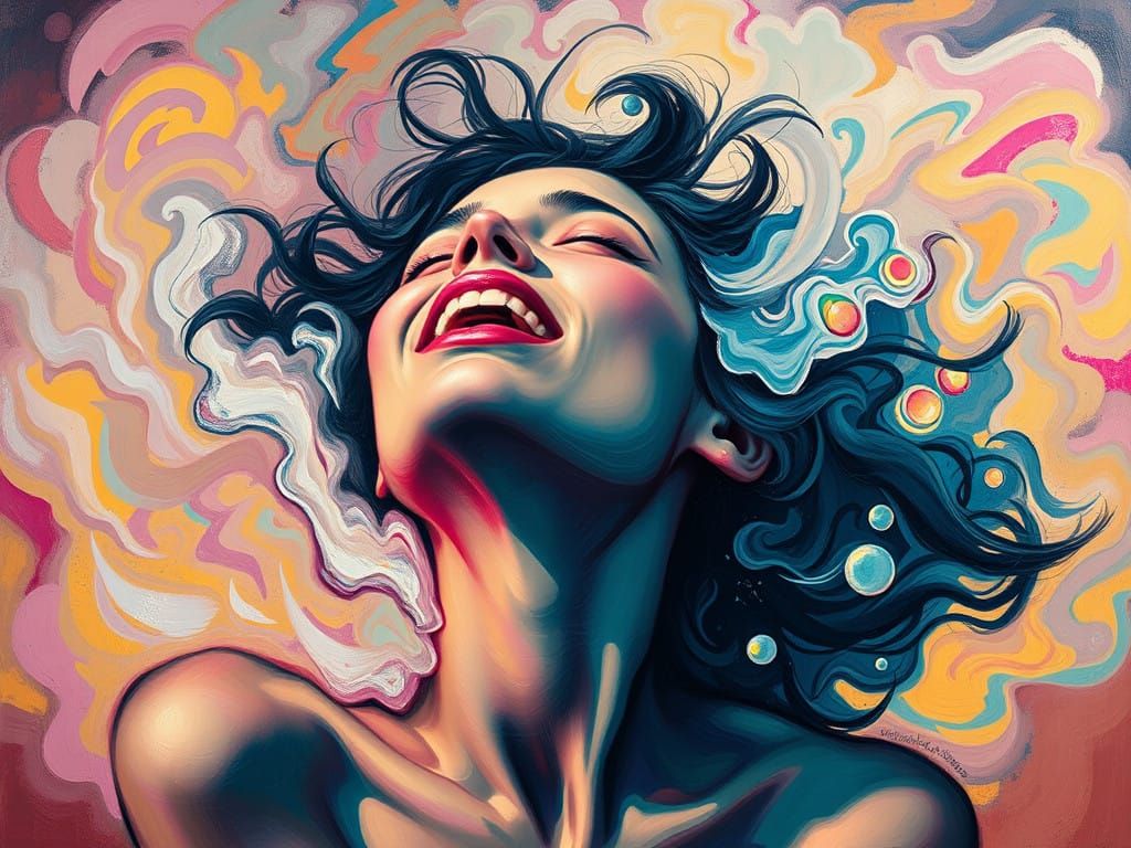 Woman Lost in Vibrant Ecstasy