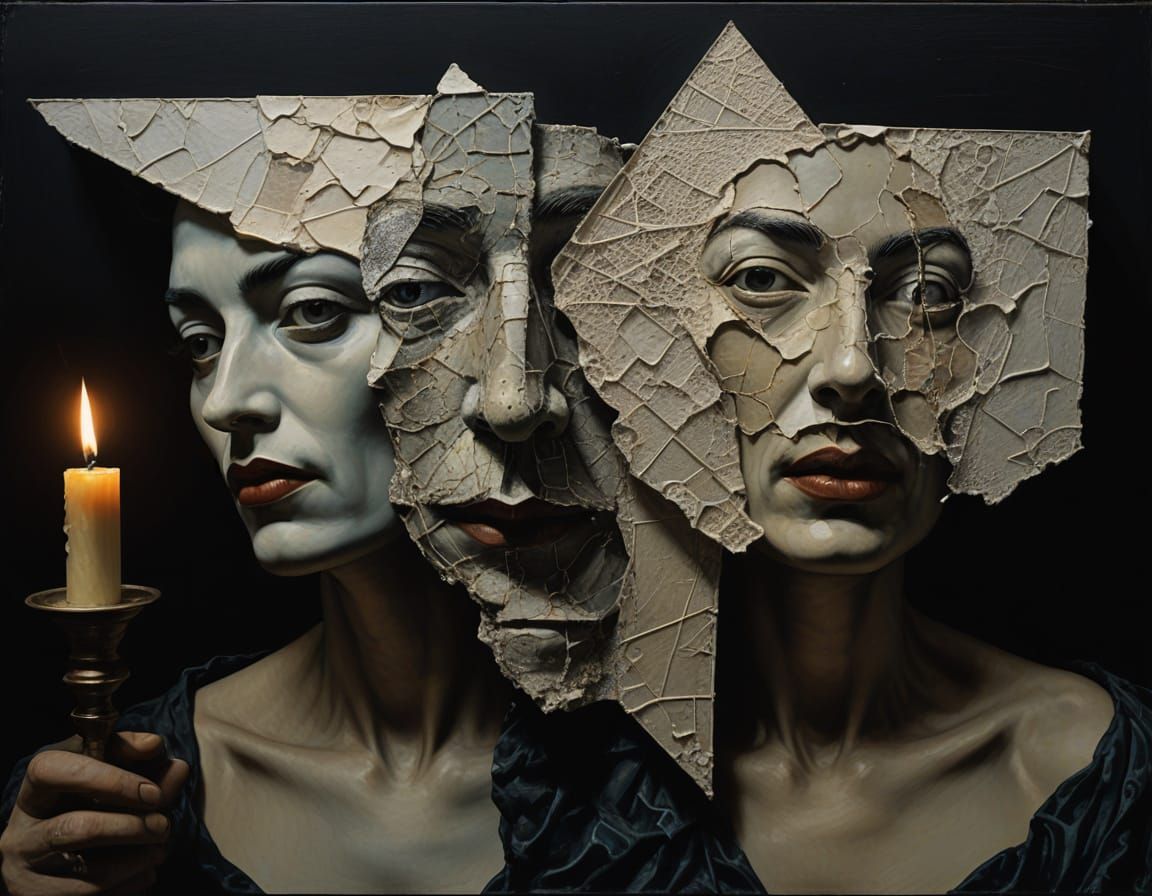 Surrealist Masterpiece in Mixed Media