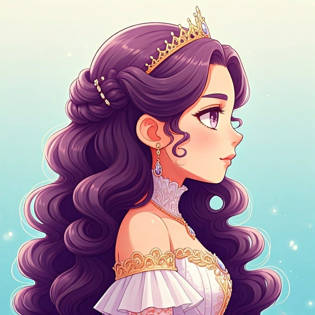 Regal Duchess in Pastel Chibi Anime Portrait